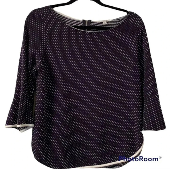 Green Envelope Navy Dot Printed Top Large - Picture 1 of 4